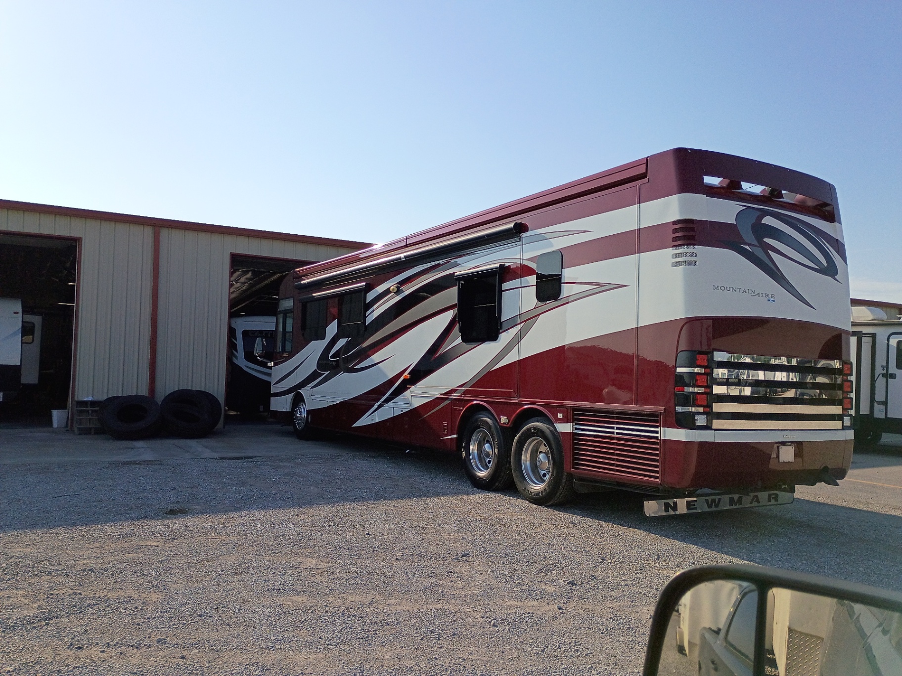Tire service on a Newmar Mountain Aire motorhome